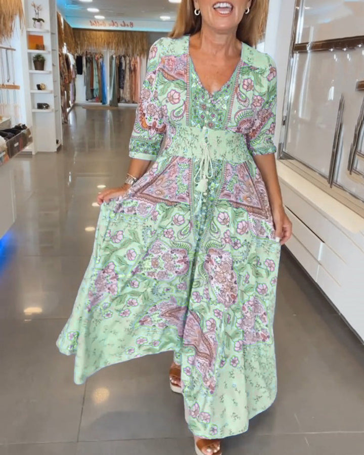 Meredith Elegant Printed A Line Maxi Dress - image 3