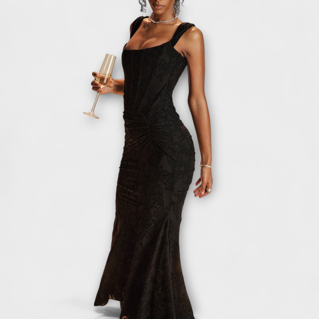 Noemie | Elegant Pleated Corset Maxi Dress