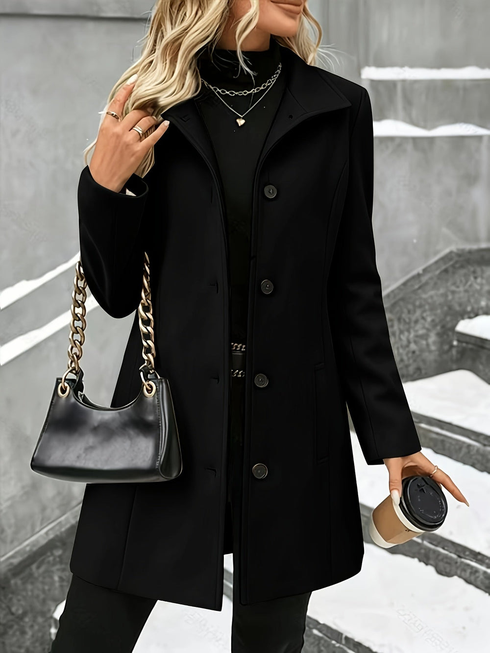 Vivian single breasted wool coat with notch collar – image 2