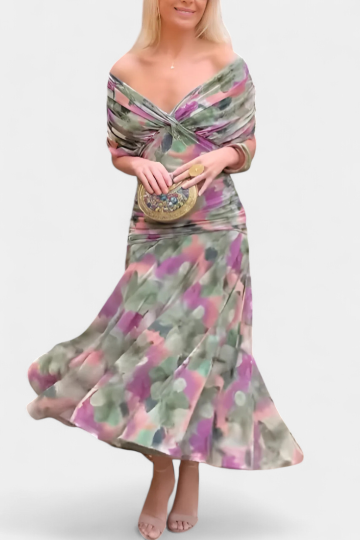 Evangeline Elegant Flowing V Neck Maxi Dress - image 3