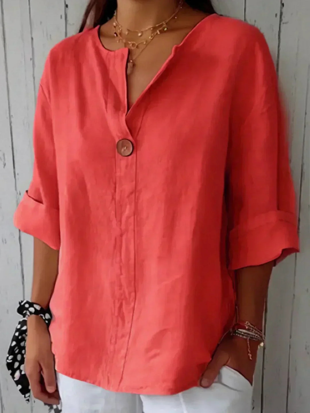 Bethan Elegant Relaxed V Neck Blouse - image 4