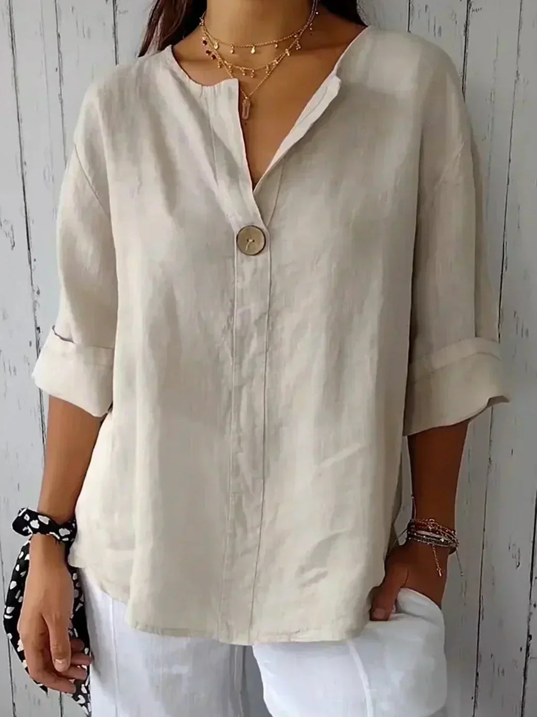 Bethan Elegant Relaxed V Neck Blouse