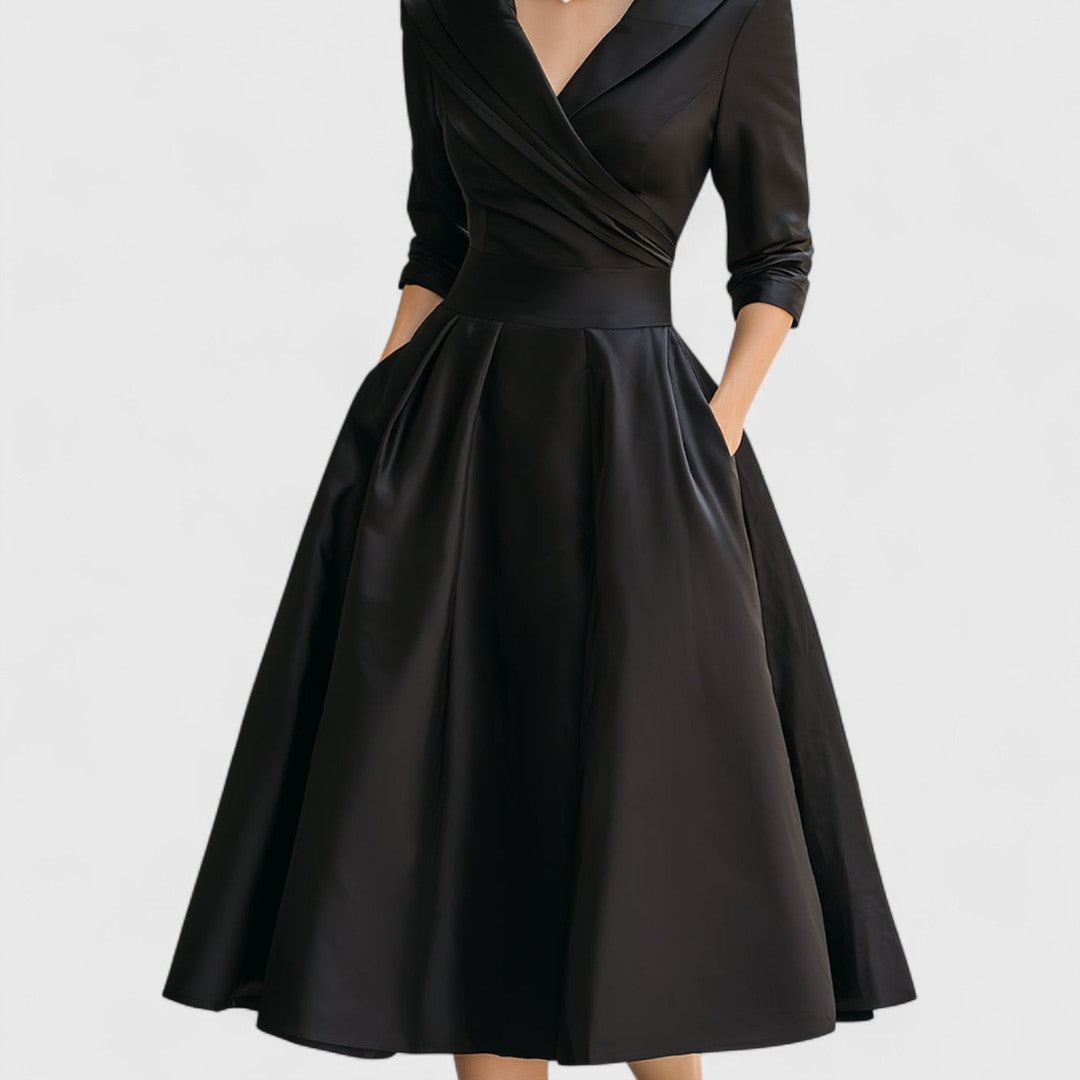 Ninon wrap v neck midi dress with three quarter sleeves – image 7