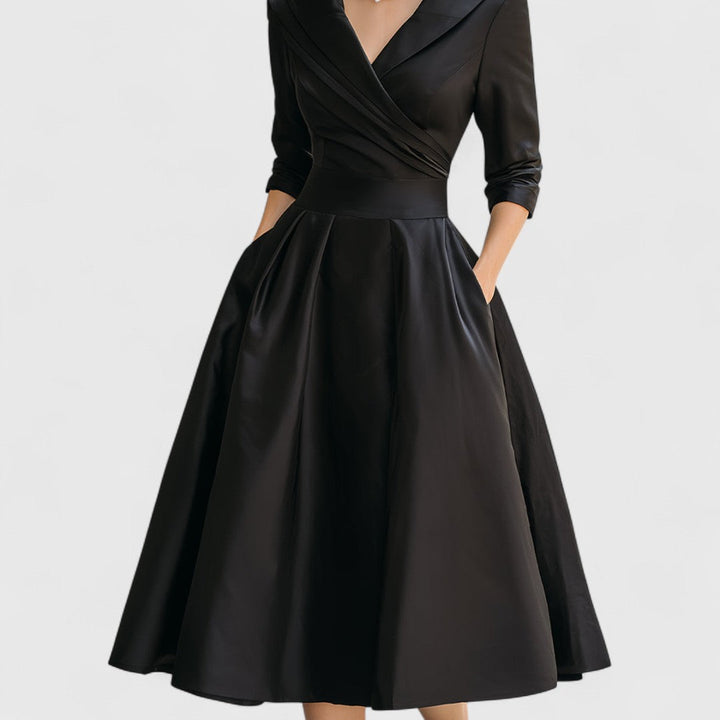 Ninon wrap v neck midi dress with three quarter sleeves – image 7