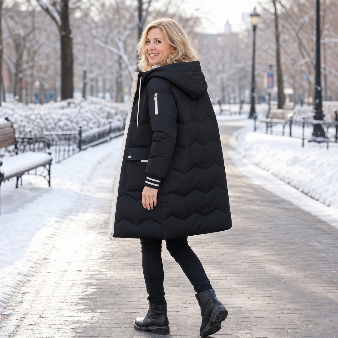 Apolline hooded mid length puffer coat – image 11