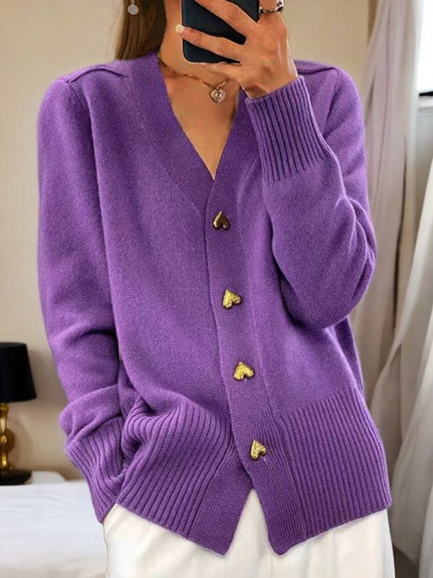 Belinda gold heart button cardigan sweater – image 5