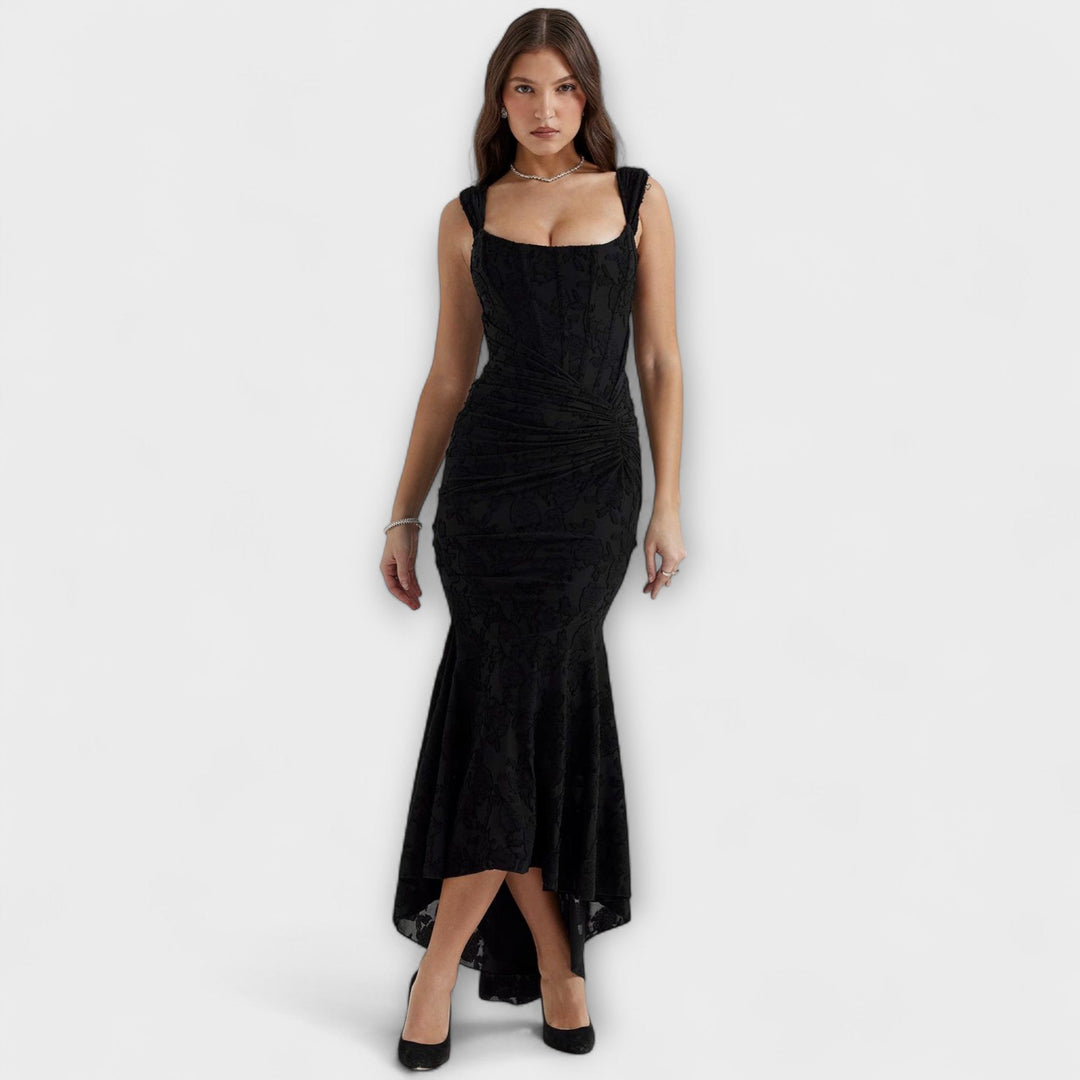 Noemie | Elegant Pleated Corset Maxi Dress