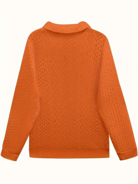 Edda cable knit jumper with zip collar – image 13