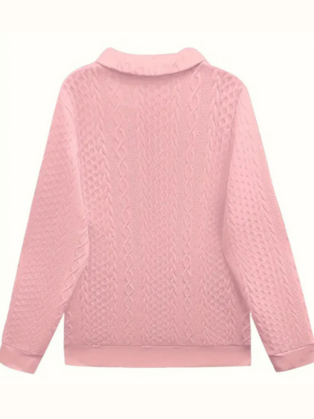 Edda cable knit jumper with zip collar – image 14