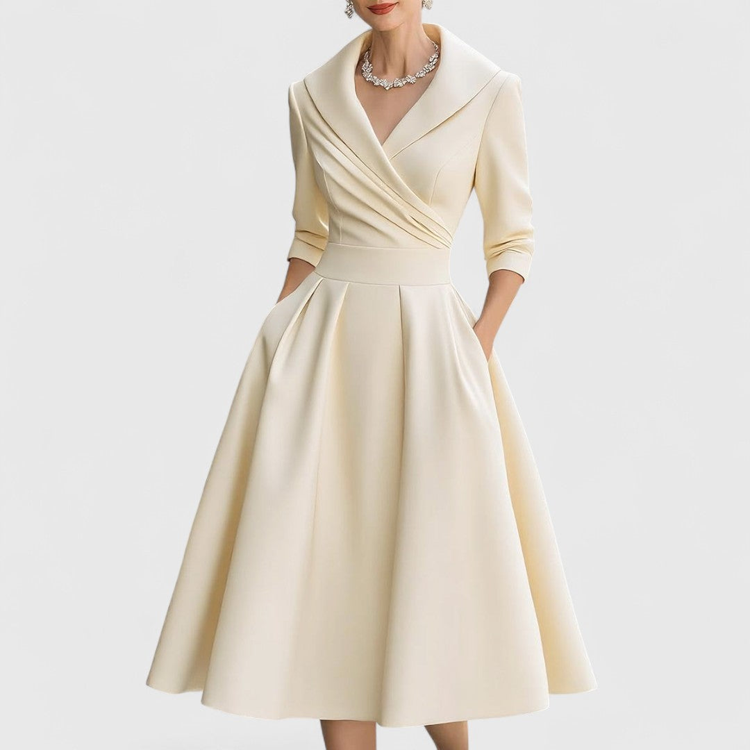 Ninon wrap v neck midi dress with three quarter sleeves – image 5