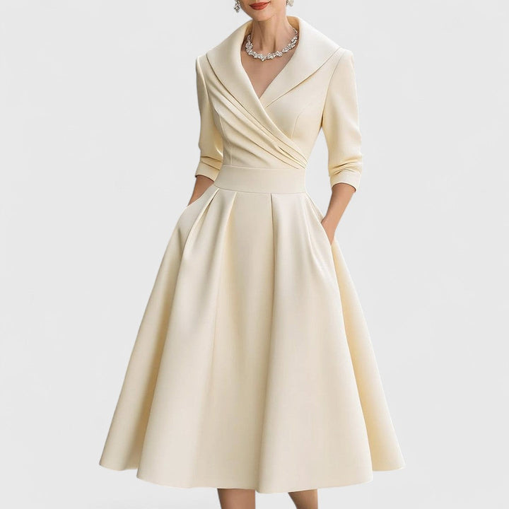 Ninon wrap v neck midi dress with three quarter sleeves – image 5