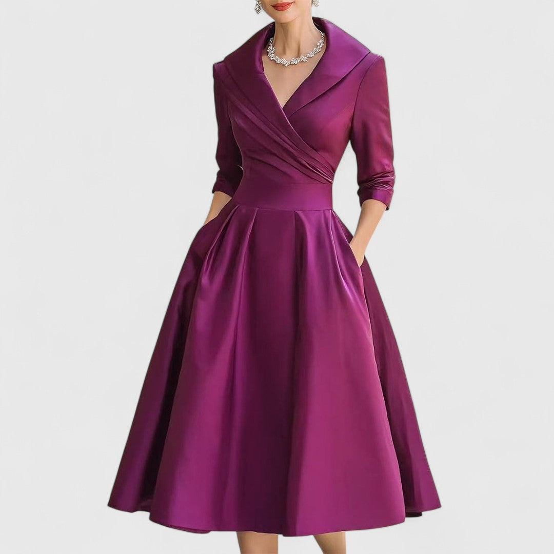 Ninon wrap v neck midi dress with three quarter sleeves – image 4