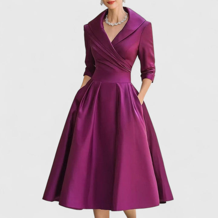 Ninon wrap v neck midi dress with three quarter sleeves – image 4