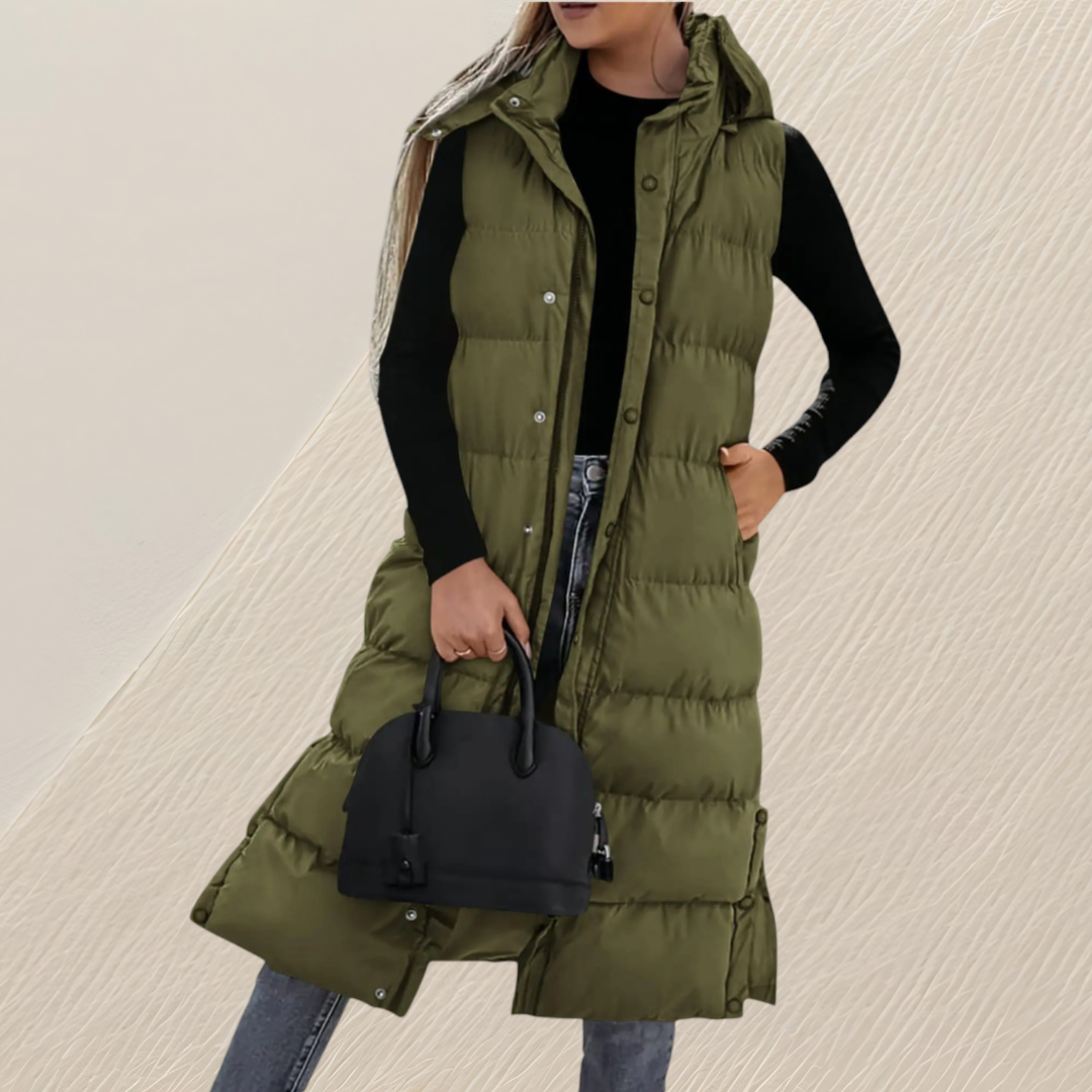 Eira Elegant Relaxed Longline Quilted Gilet - image 2