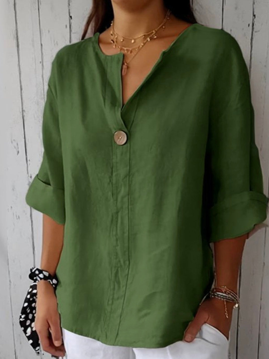 Bethan Elegant Relaxed V Neck Blouse - image 5