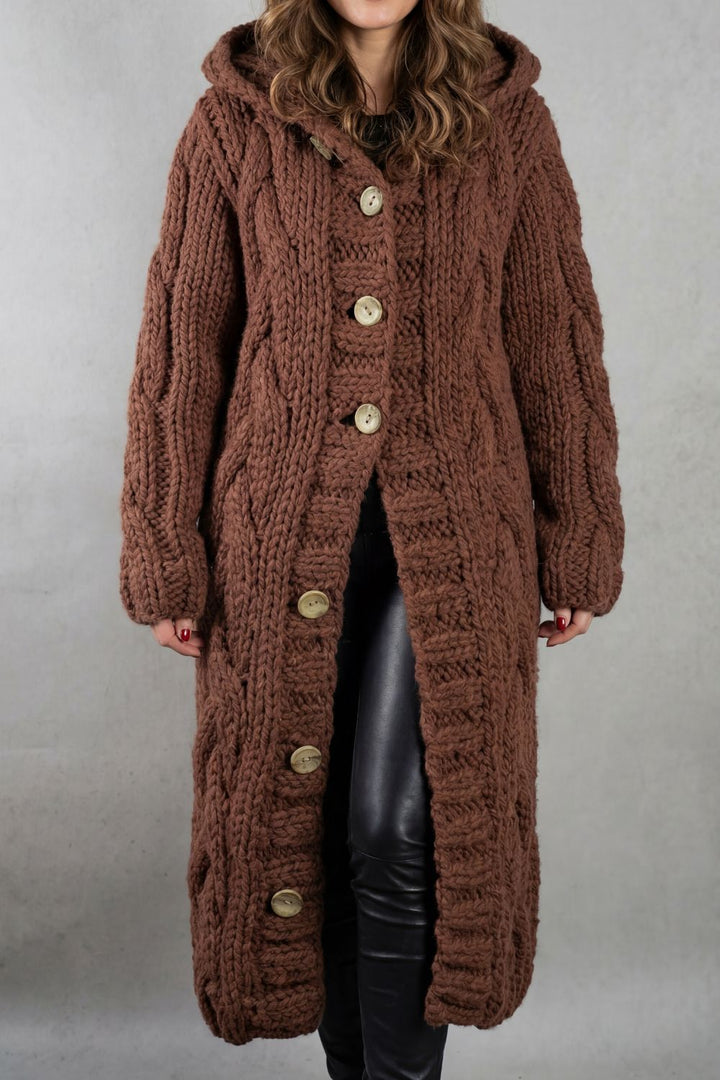 Portia Elegant Oversized Hooded Cable Knit Cardigan Coat - image 10