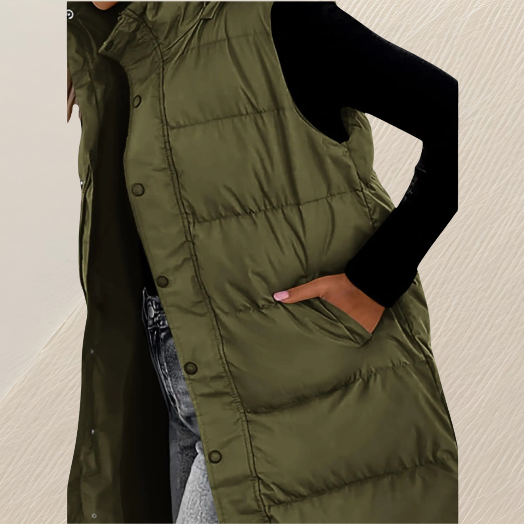 Eira Elegant Relaxed Longline Quilted Gilet - image 11