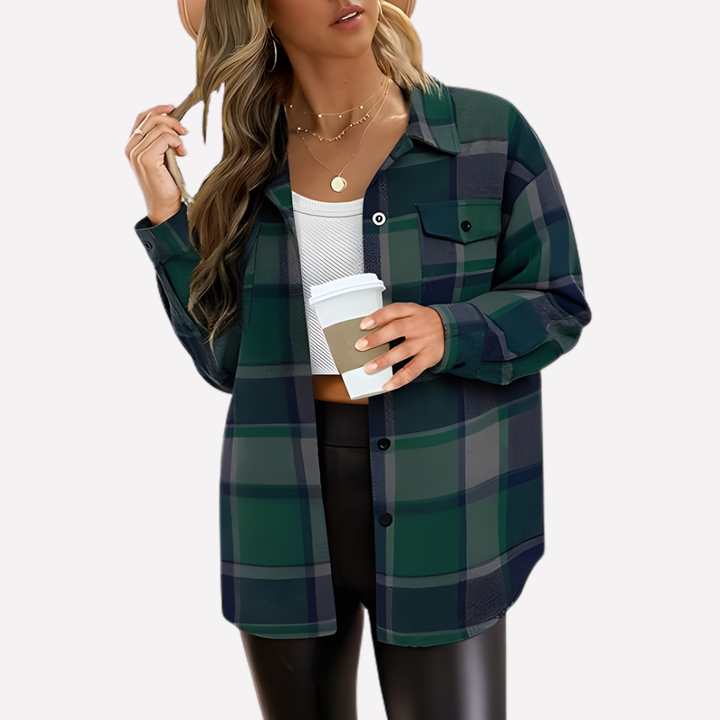 Turid relaxed plaid shacket – image 15