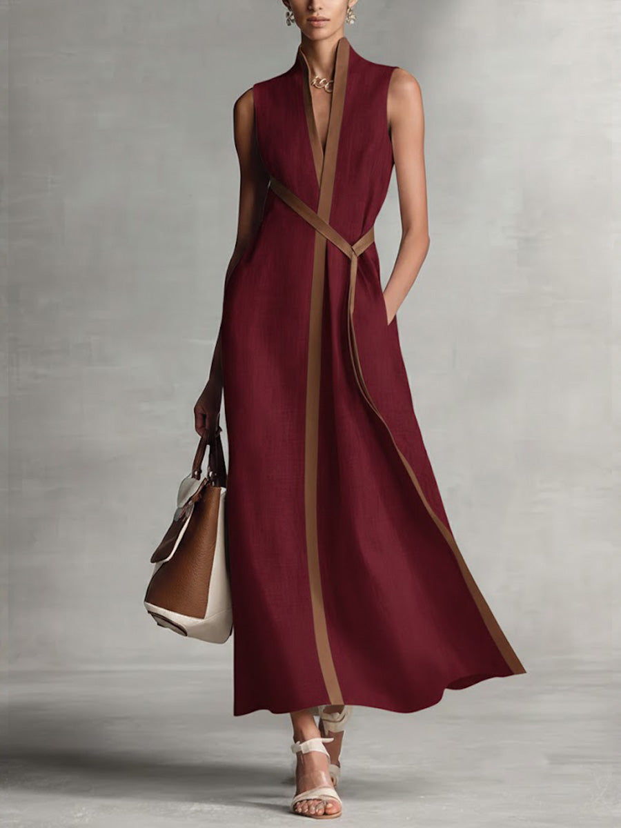 Benedetta belted v neck flowing midi dress – image 5