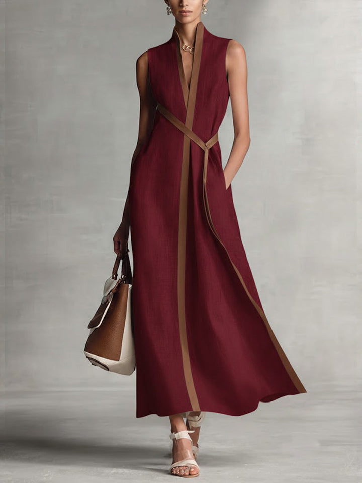 Benedetta belted v neck flowing midi dress – image 5