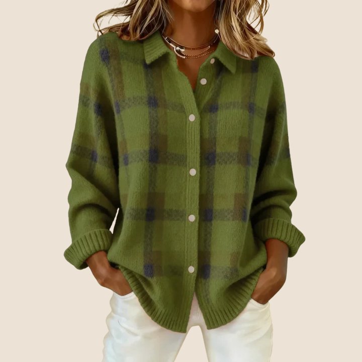 Juliette checked knit jumper with collar – image 9
