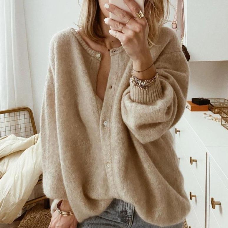 Primrose button up knit cardigan in brown