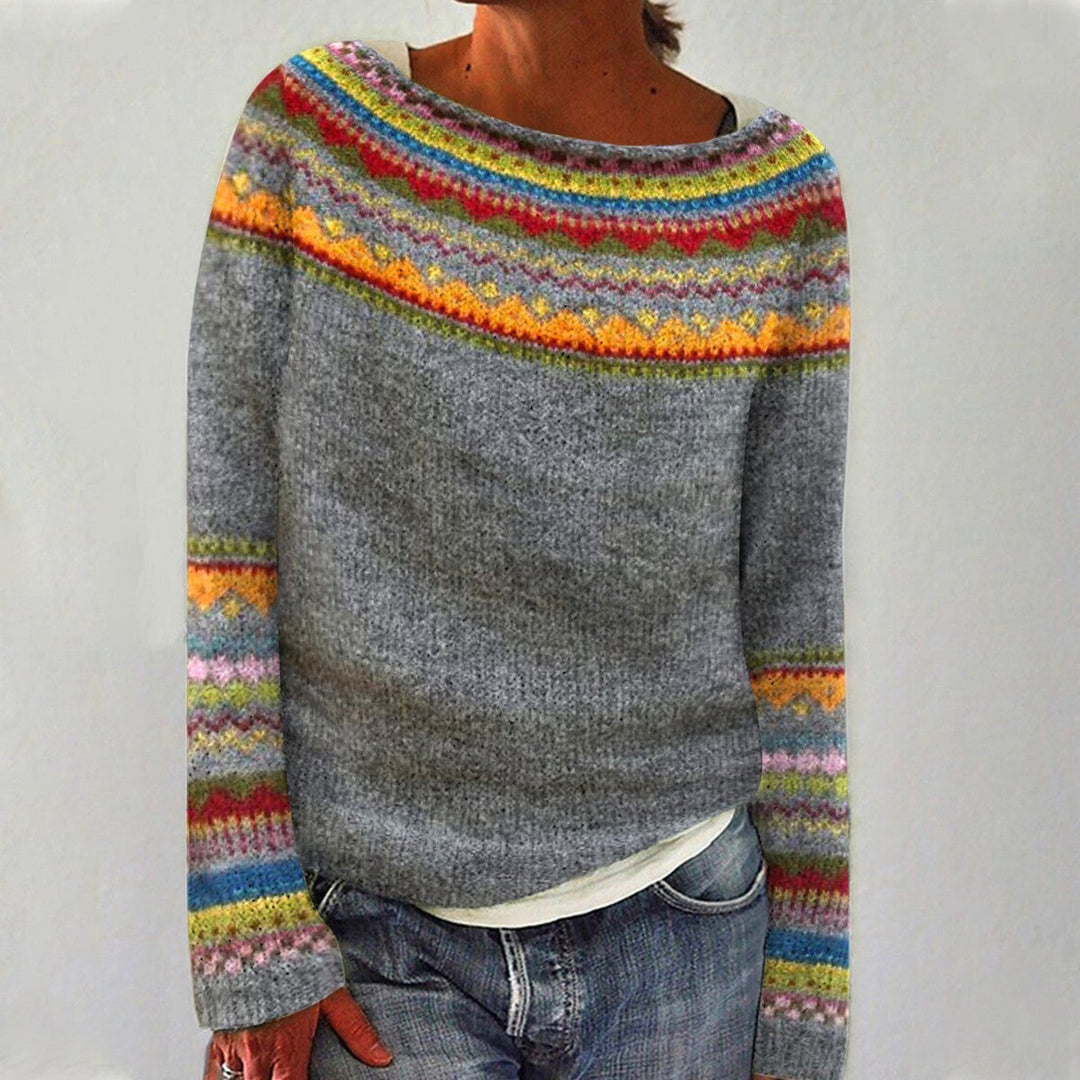 Nerys Elegant Ombre Fair Isle Crew Neck Jumper - image 3