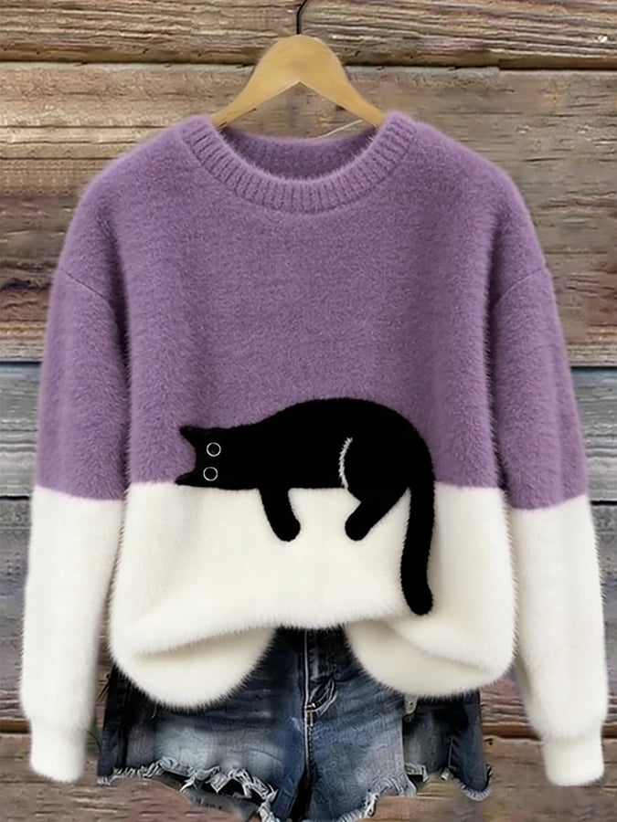 Marguerite Elegant Oversized Cat Print Jumper - image 10