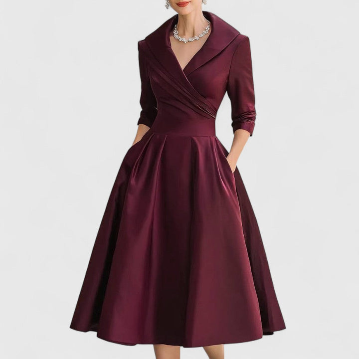 Ninon wrap v neck midi dress with three quarter sleeves – image 3