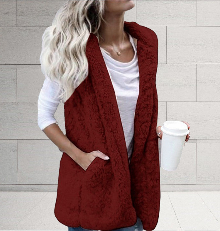 Honora Elegant Teddy Gilet with Shawl Collar - image 6