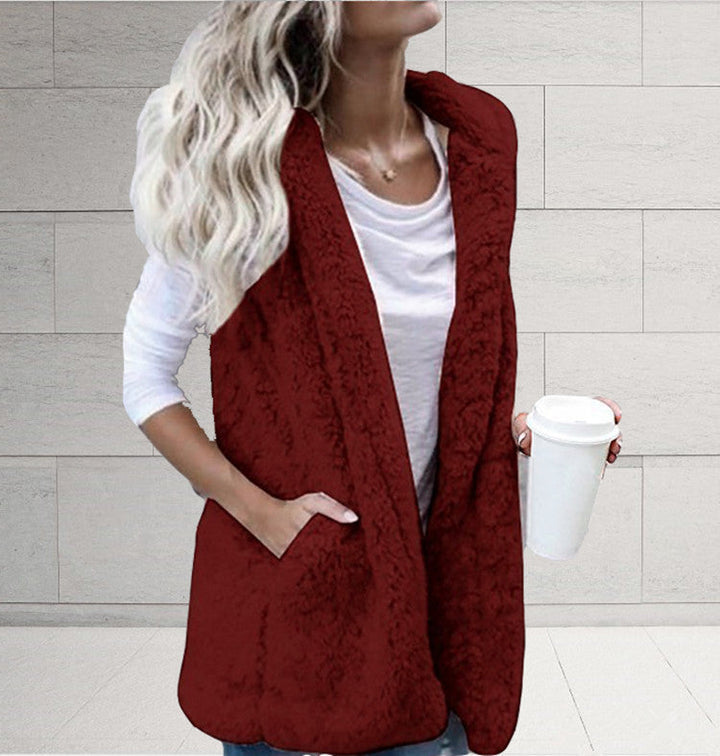 Honora Elegant Teddy Gilet with Shawl Collar - image 6