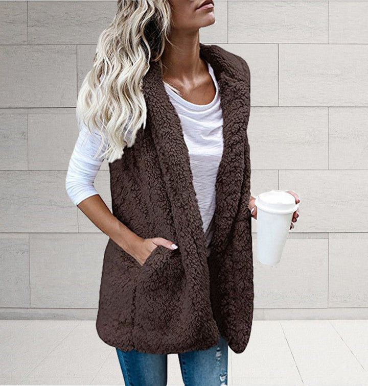 Honora Elegant Teddy Gilet with Shawl Collar - image 10