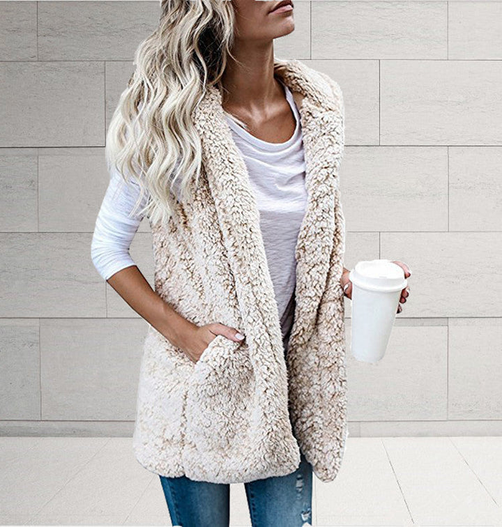 Honora Elegant Teddy Gilet with Shawl Collar - image 9