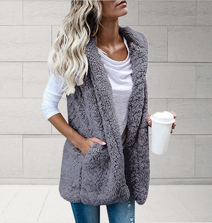 Honora Elegant Teddy Gilet with Shawl Collar - image 7