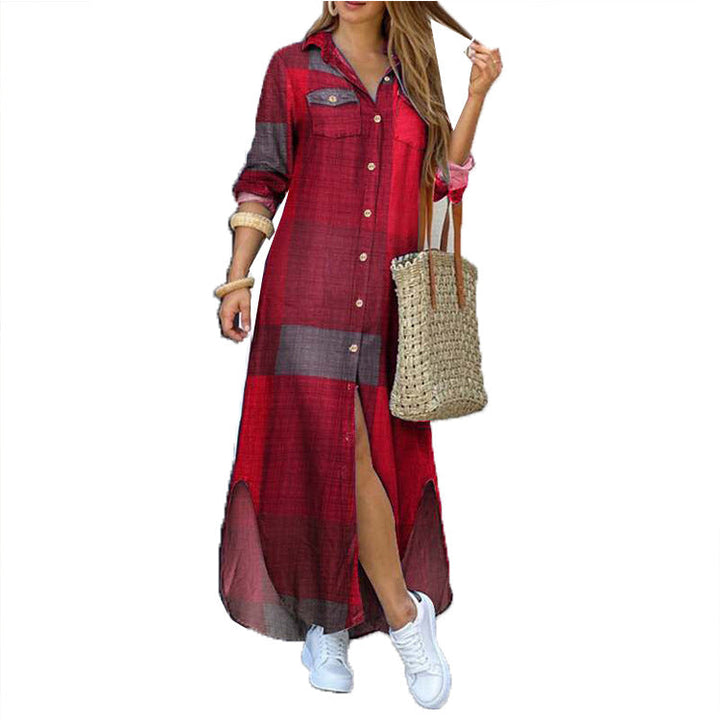 Malin floral shirt dress with side split – image 5