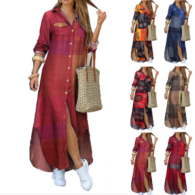 Malin floral shirt dress with side split