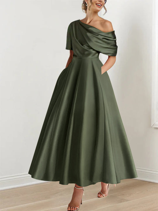 Freda Elegant Satin A Line Dress - image 7