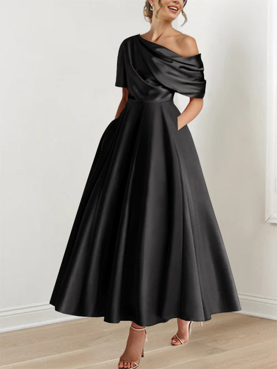 Freda Elegant Satin A Line Dress - image 5