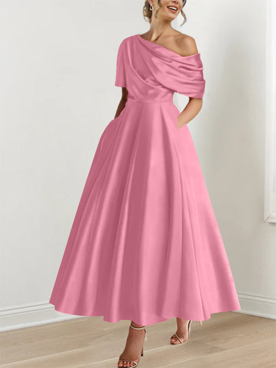 Freda Elegant Satin A Line Dress - image 3