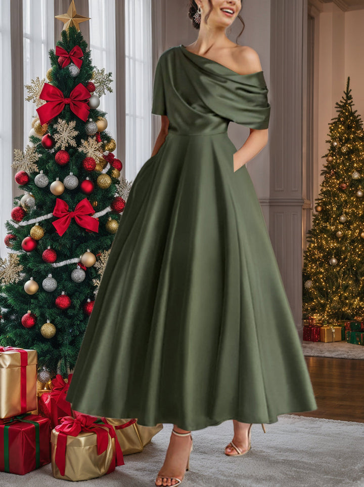 Freda Elegant Satin A Line Dress - image 11