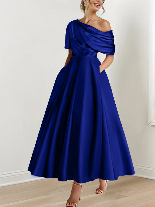 Freda Elegant Satin A Line Dress - image 4