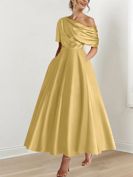 Freda Elegant Satin A Line Dress - image 6