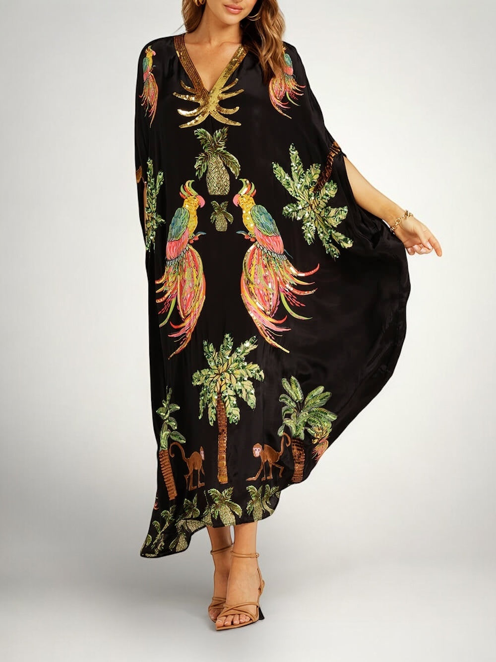 Sahara | Elegant Sequin V Neck Maxi Dress