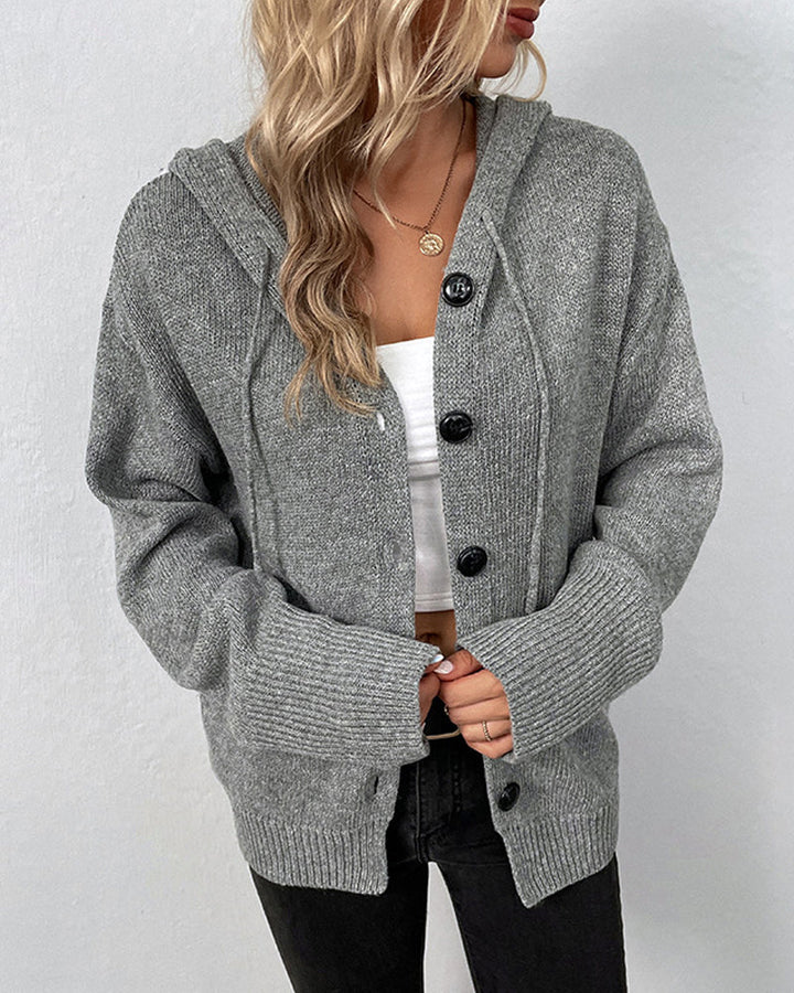 Mia hooded knit cardigan in grey