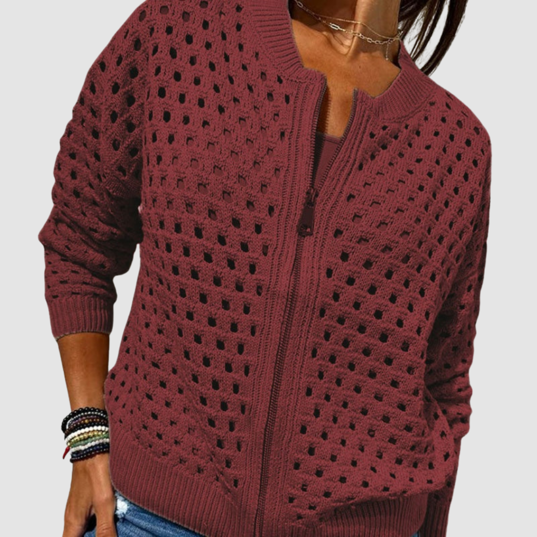 Rosemary Elegant Relaxed Zip Up Knit Cardigan - image 7