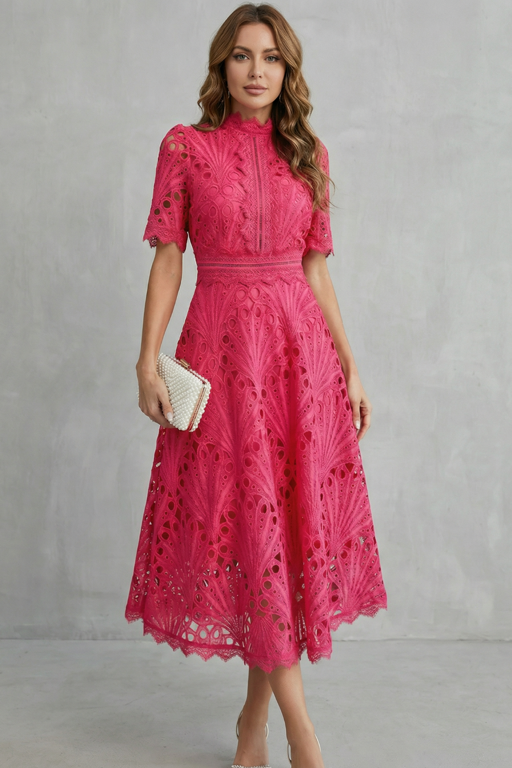 Gabriella pleated midi dress with wide waistband – image 2
