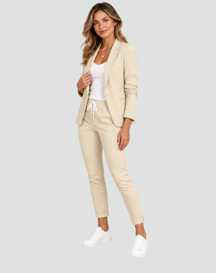 Cordula two piece blazer and trouser set, styled look