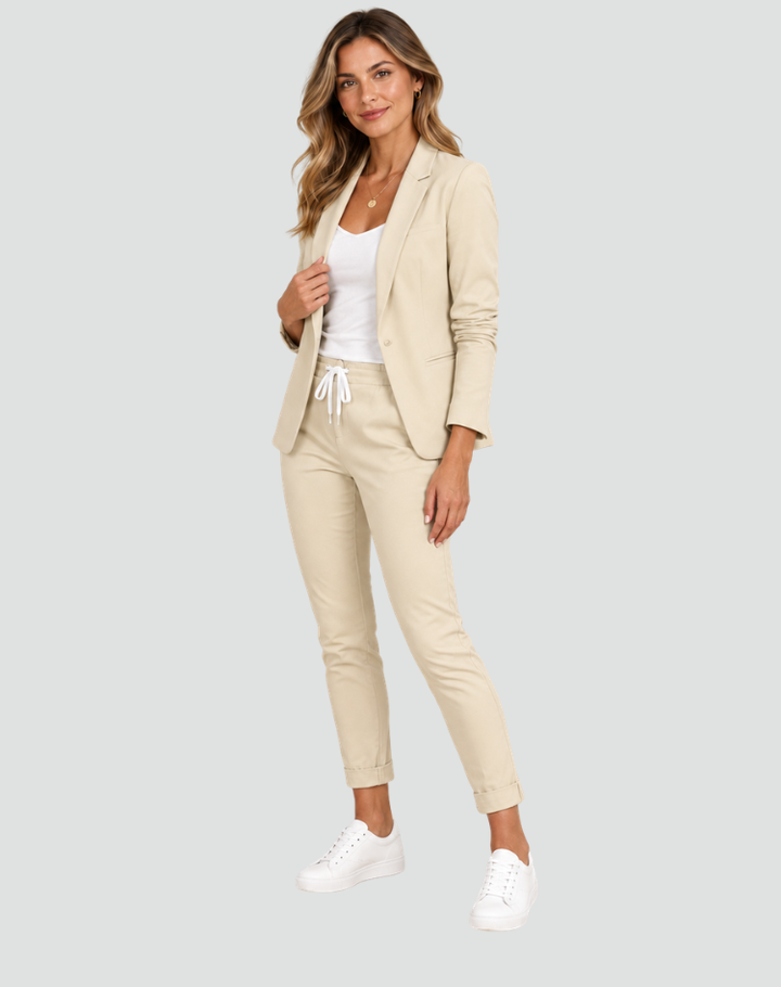Cordula two piece blazer and trouser set, styled look