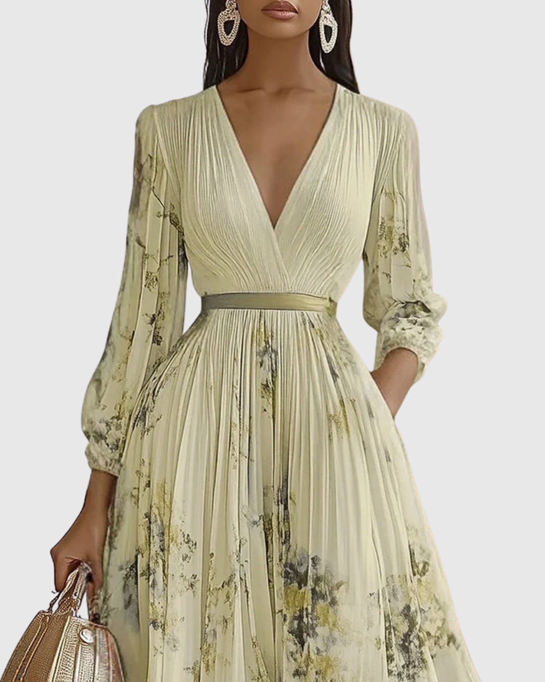 Lydia Elegant Pleated Floral Maxi Dress with Tie Waist - image 10