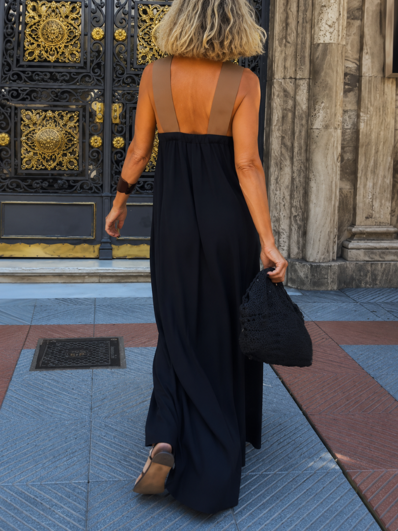 Rhiannon Elegant Two Tone Flowing Maxi Dress - image 11